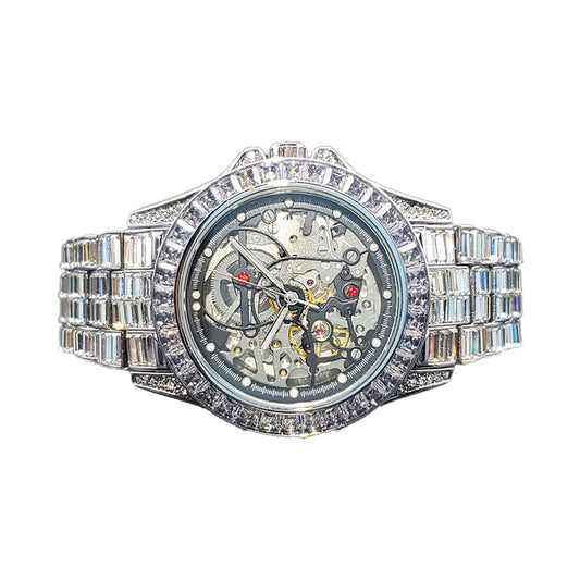 Men's Skeleton Waterproof Rhinestone Watch