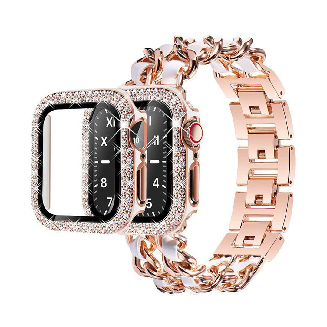 Rhinestone Stainless Steel Case + Strap Apple Watch Band