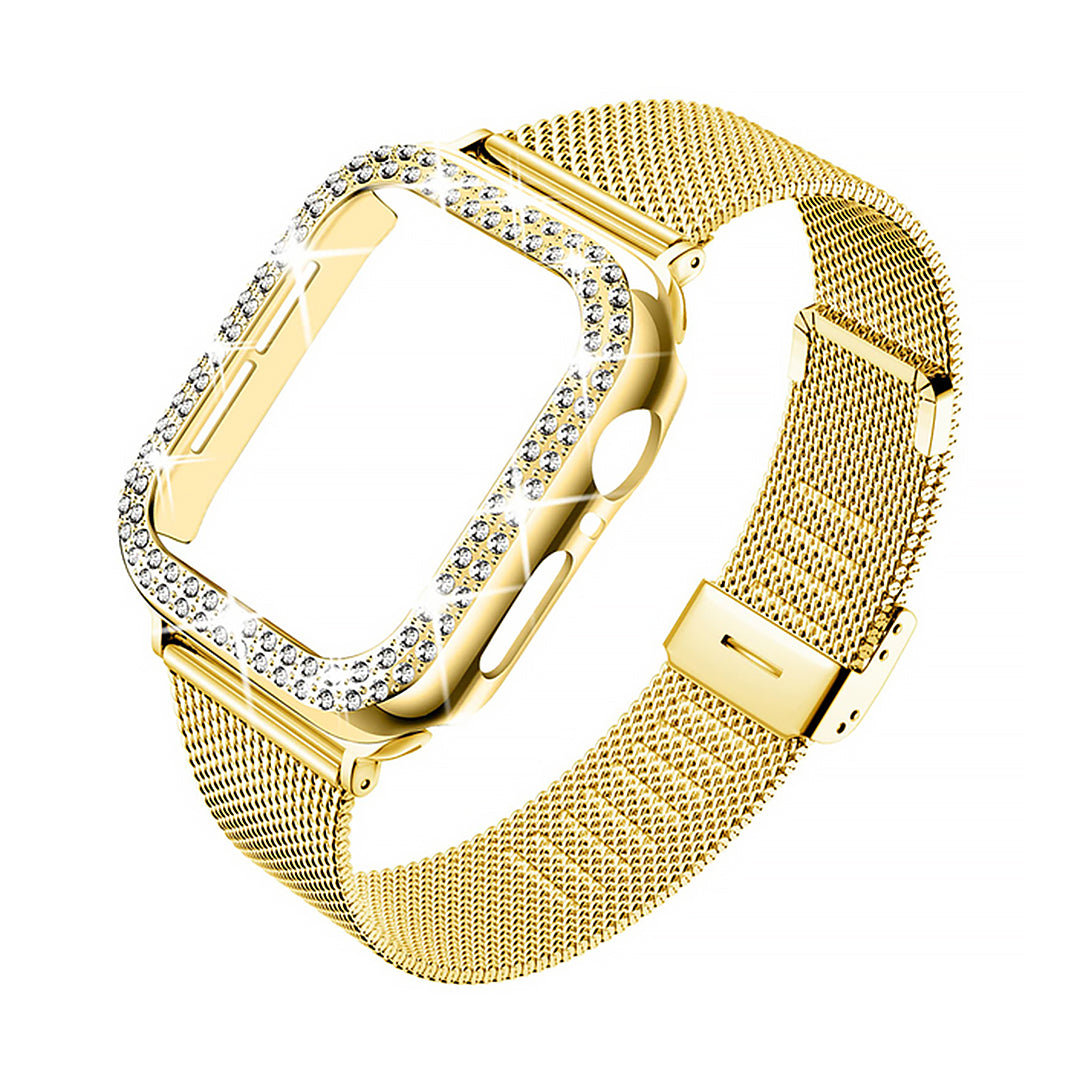 Stainless Steel Rhinestone Case & Metal Watch Strap