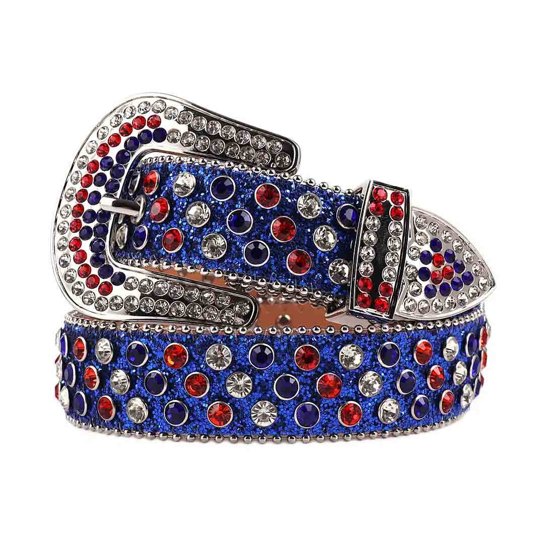 Blue Strap With Multi Rhinestone Belt