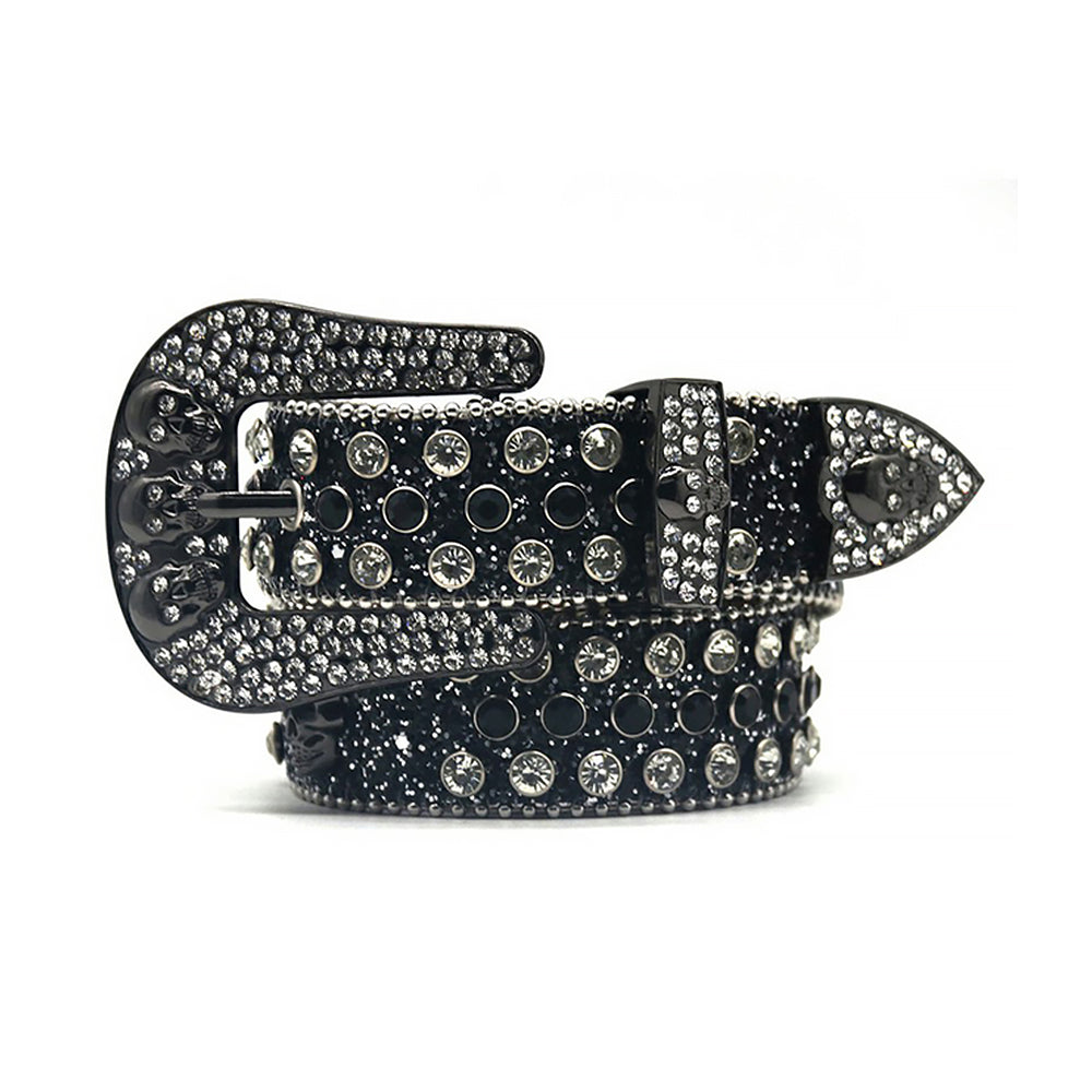 Black Skull With Black & Crystal Rhinestone Belt  display picture 2