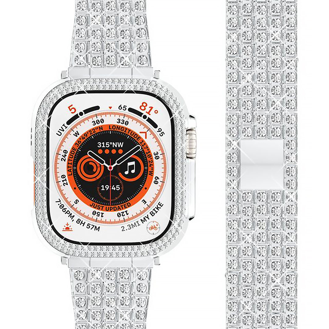 Rhinestone Protective Case With Crystal Studded Watch Strap