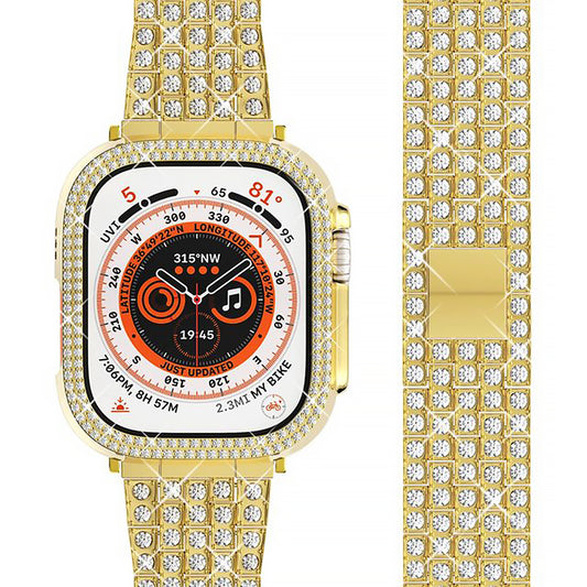 Rhinestone Protective Case With Crystal Studded Watch Strap