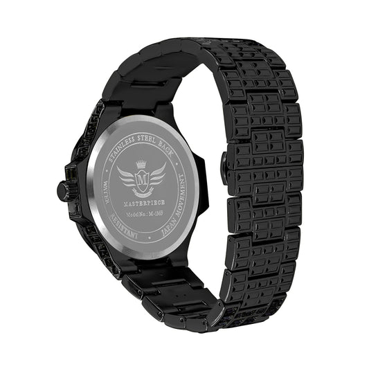 Black Fancy Crystal Stones Hip Hop Metal Watch