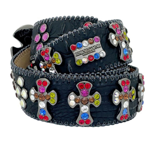 Multicolor Rhinestone Cross Belt