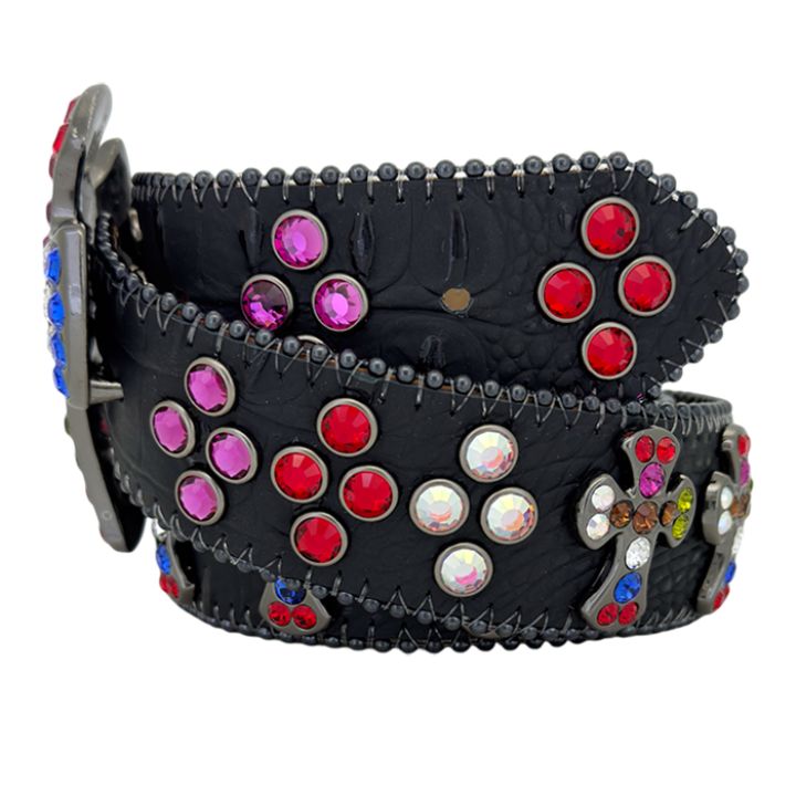 Multicolor Rhinestone Cross Belt