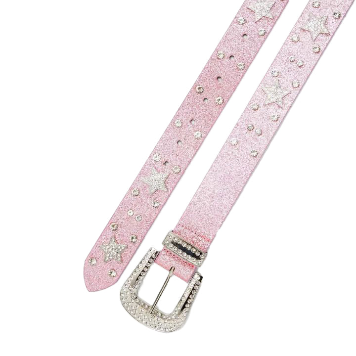 Pink Glitter Star Bling Belt