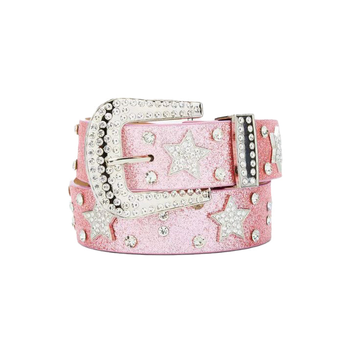Pink Glitter Star Bling Belt