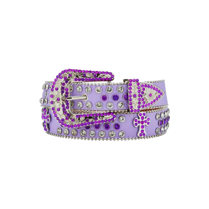 Purple Bling Rhinestone Cross Belt