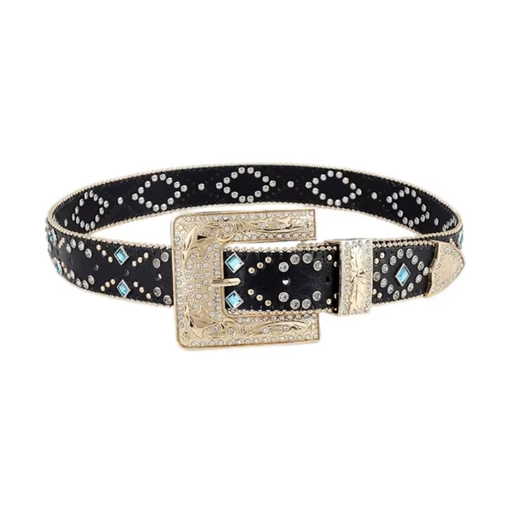Black Western Rhinestone Studded Belt
