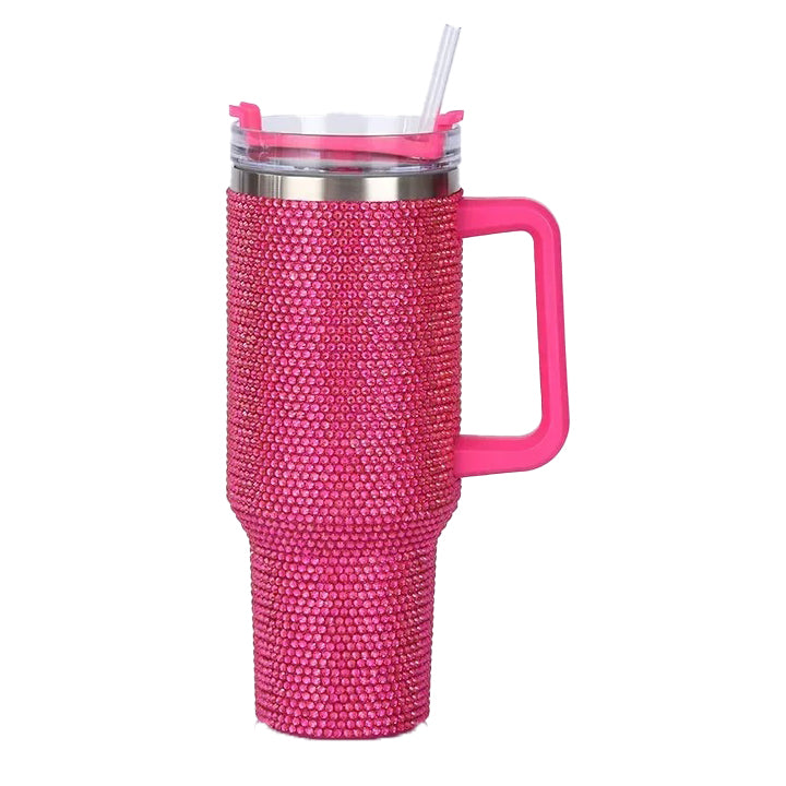 Rhinestone Tumbler Cup with Straw – Glitter Travel Mug