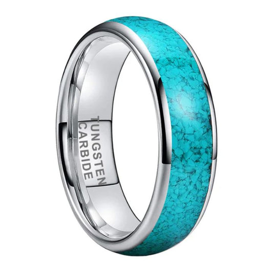 4/6/8mm Tungsten Carbide Ring with Turquoise Inlay Sleek and Durable