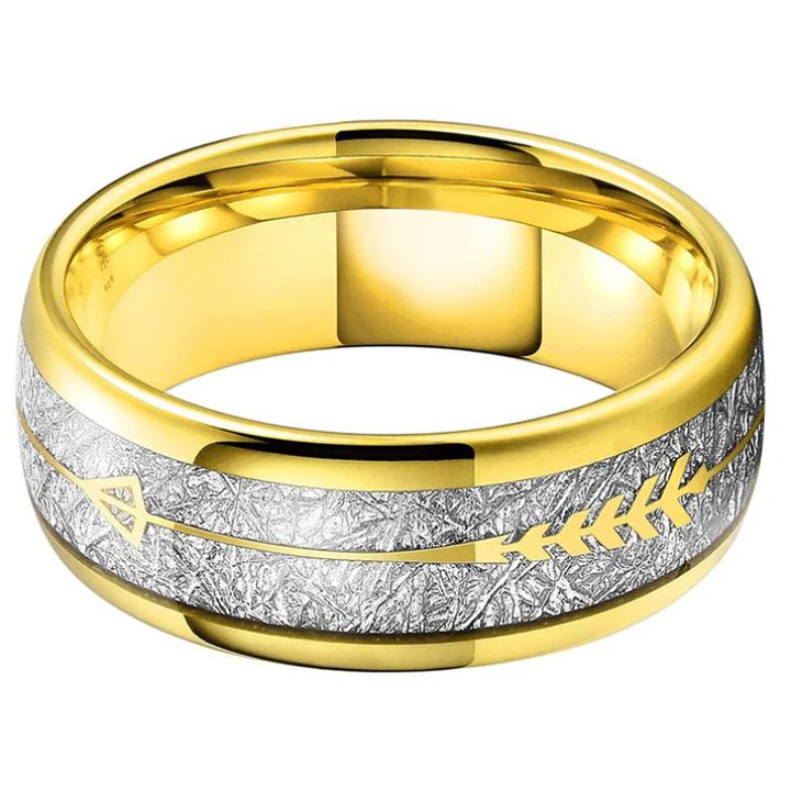 8mm Gold & Silver Tungsten Carbide Ring Dual-Tone Polished Band