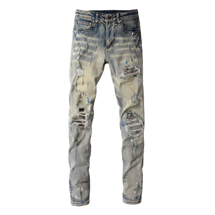 Men's Light Blue Ripped Jeans
