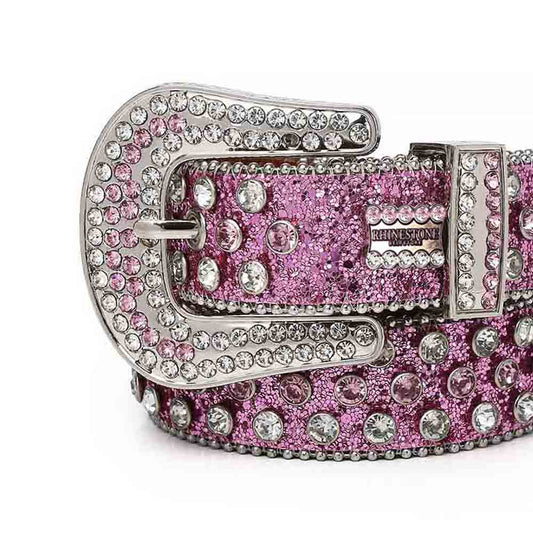 Pink Strap With Pink Shiny Crystal Rhinestone BB Belt