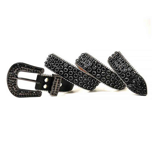 Real Black Rhinestone Belt