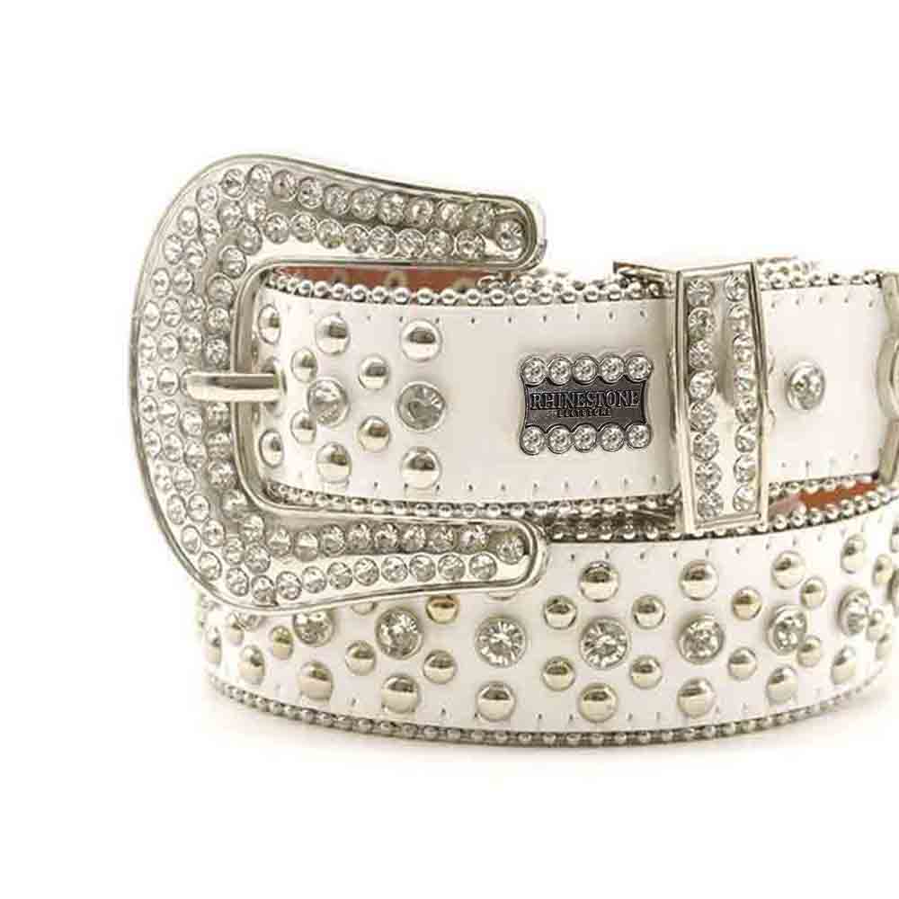 White Strap With Crystal Studded Rhinestone Belt