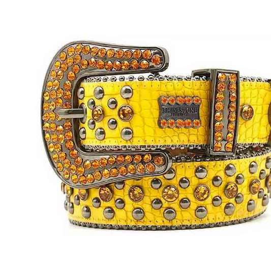 Yellow Belt With Yellow Bling Crystal Rhinestones