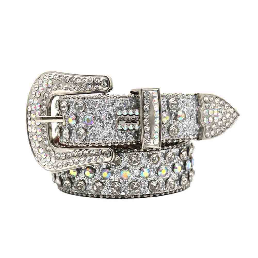 Boutique pearl grey stretch belt with rhinestone accents and buckle OSFM Booluee Women Elastic Stretch Belt for Dresses Pearl  main image 2