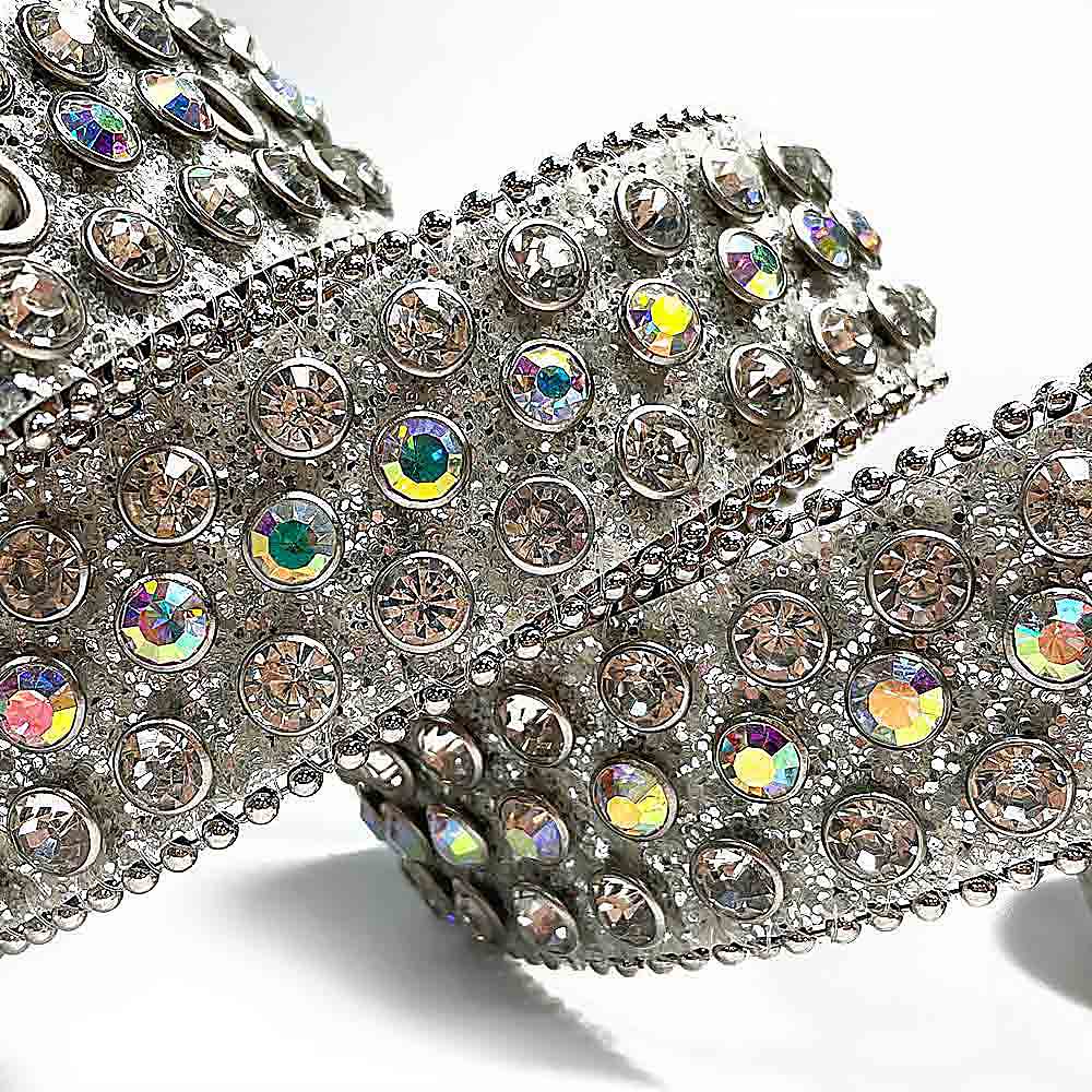 Silver Strap With Multi Color & Diamond Crystals Studded Rhinestone Belt