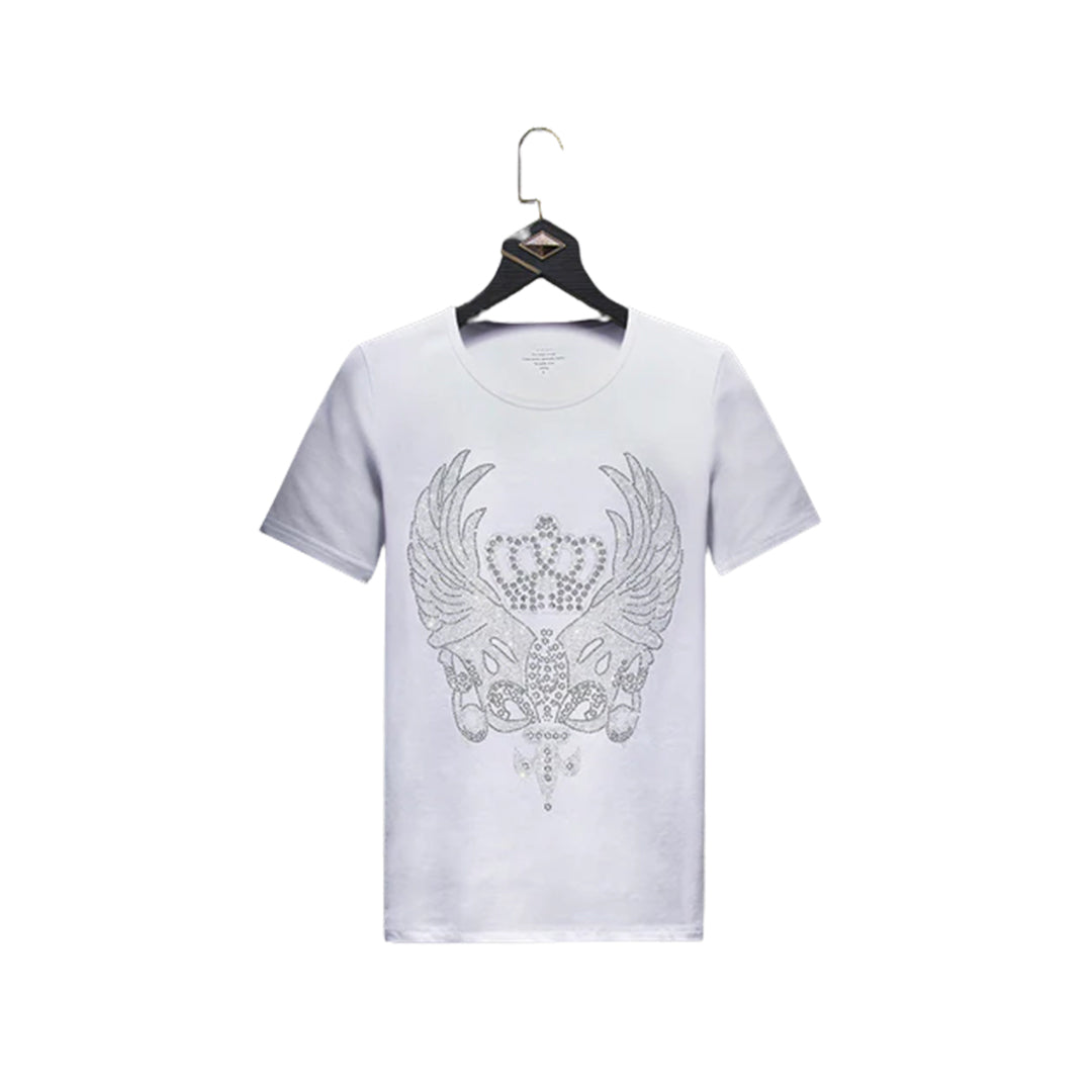 Men's Fashion Crown Rhinestones Short Sleeve T-Shirt