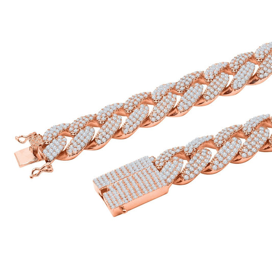 Cuban Colt - 12MM Miami Cuban Hip Hop Rose Gold Chain Unlocked and Lying Flat | RhinestoneBeltstore.com