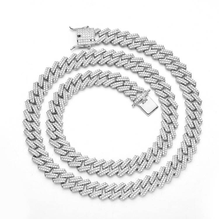 Majestic PALATIAL 925 Moissanite 12mm CZ Hip Hop Cuban Chain