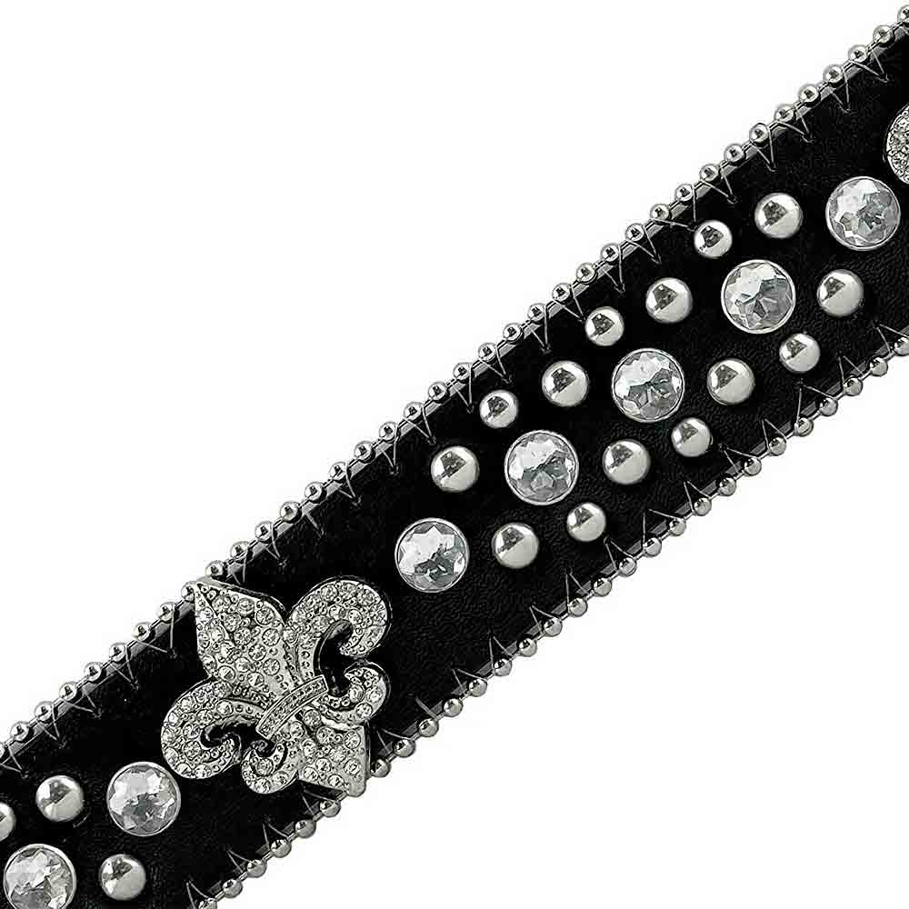 Black Scout With Studs And White Stones Studded Rhinestones Belts