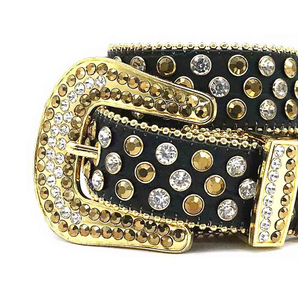 Black Strap With Silver & Gold Studded Sparkling Belt