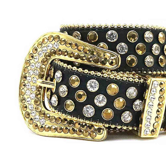 Black Strap With Silver & Gold Studded Sparkling Belt