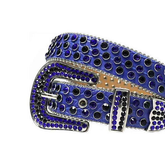 Blue Strap With Black & Blue Studded Rhinestone Belt