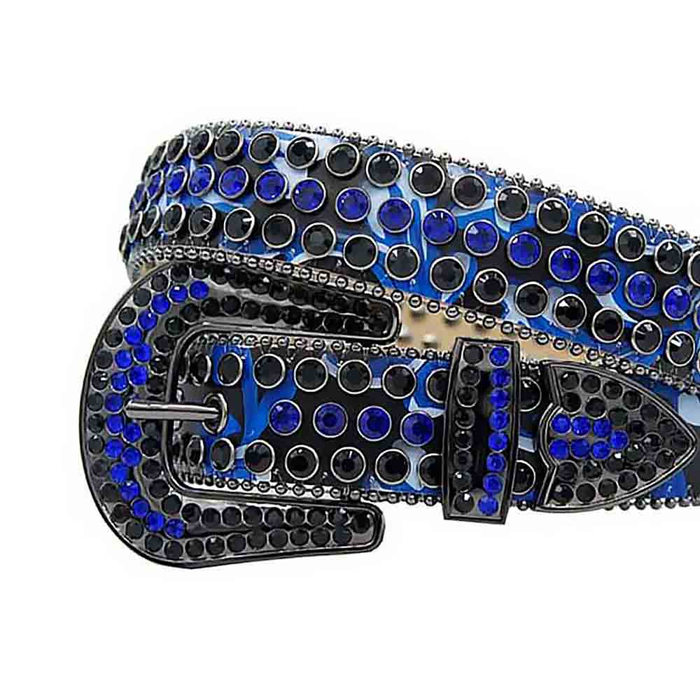 Blue & Black Strap With Royal Blue & Black Studded Rhinestone Belt