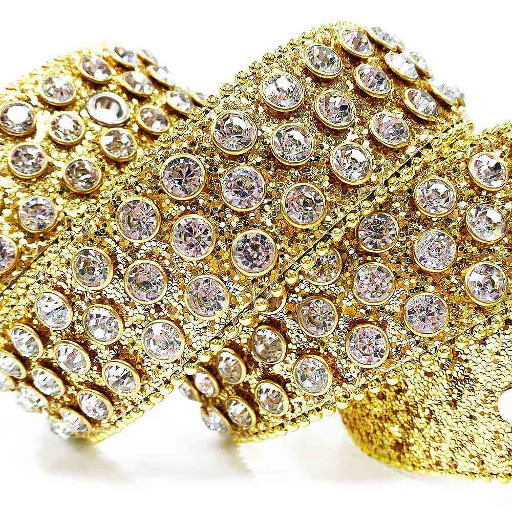 Gold Strap With Diamond White Studded Rhinestone BB Belt