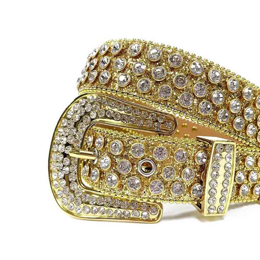 Gold Strap With Diamond White Studded Rhinestone Belt