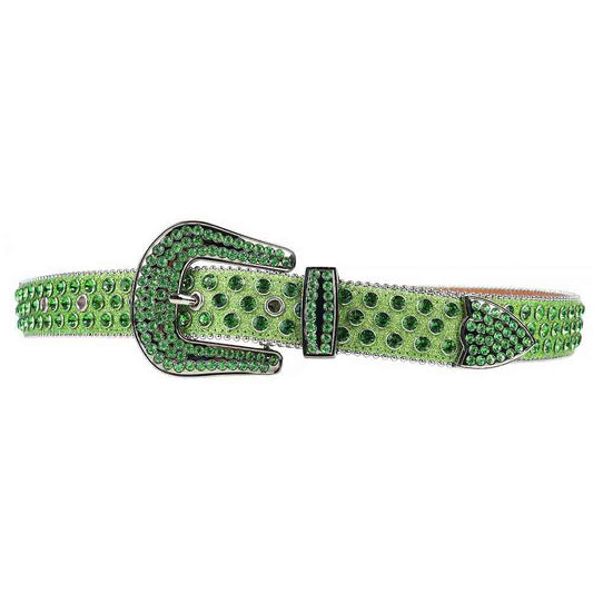 Green Strap With Green Studded Rhinestone Belt