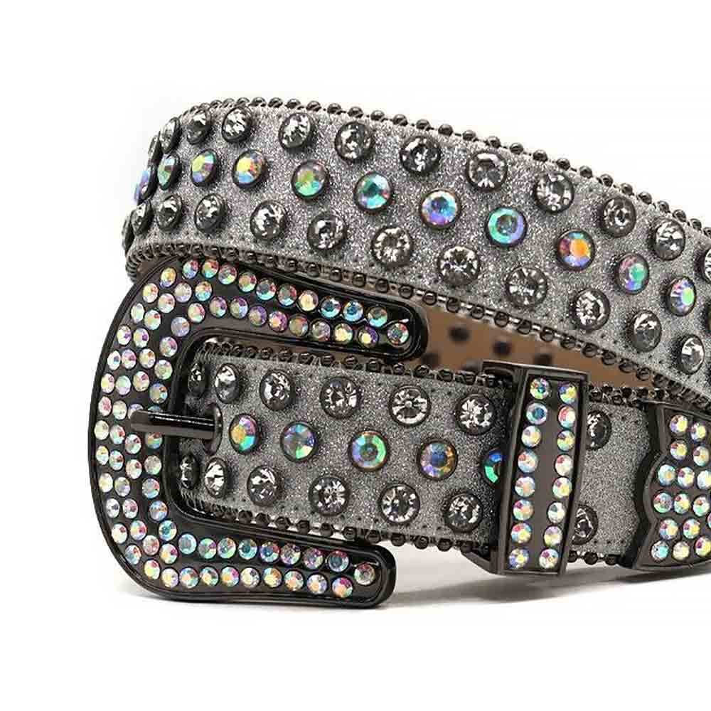 Grey Strap With Multi Studded Rhinestone Belt