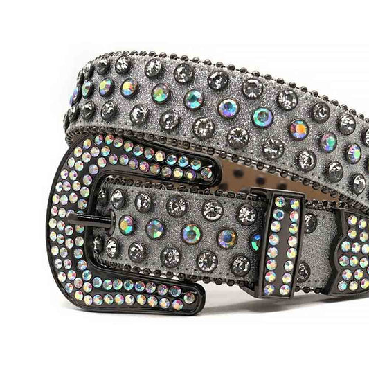 Grey Strap With Multi Studded Rhinestone Belt