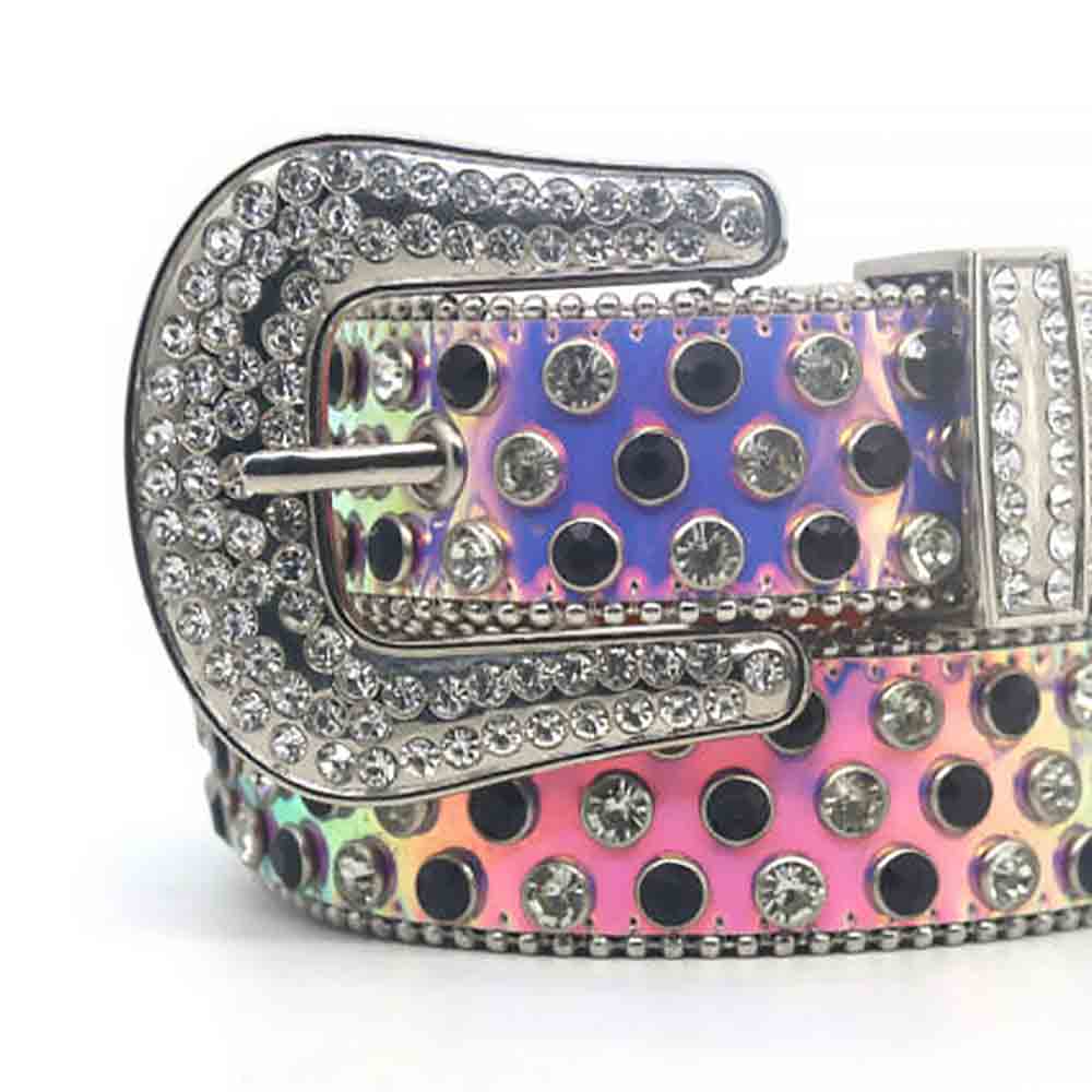 Multi Strap With Black & Silver Studded Rhinestone Belt