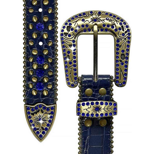 Navy With Studs And Navy Stones Studded Rhinestones Belts