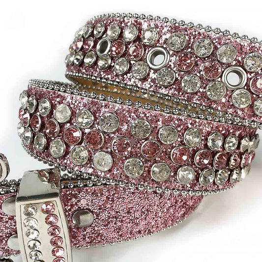 Pink Strap With Pink & Crystal Studded Rhinestone Belt