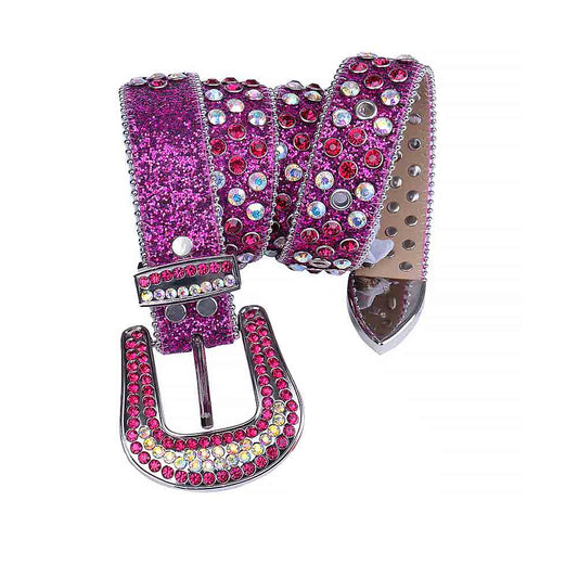 Purple Strap With Multi & Red Studded Rhinestone Belt
