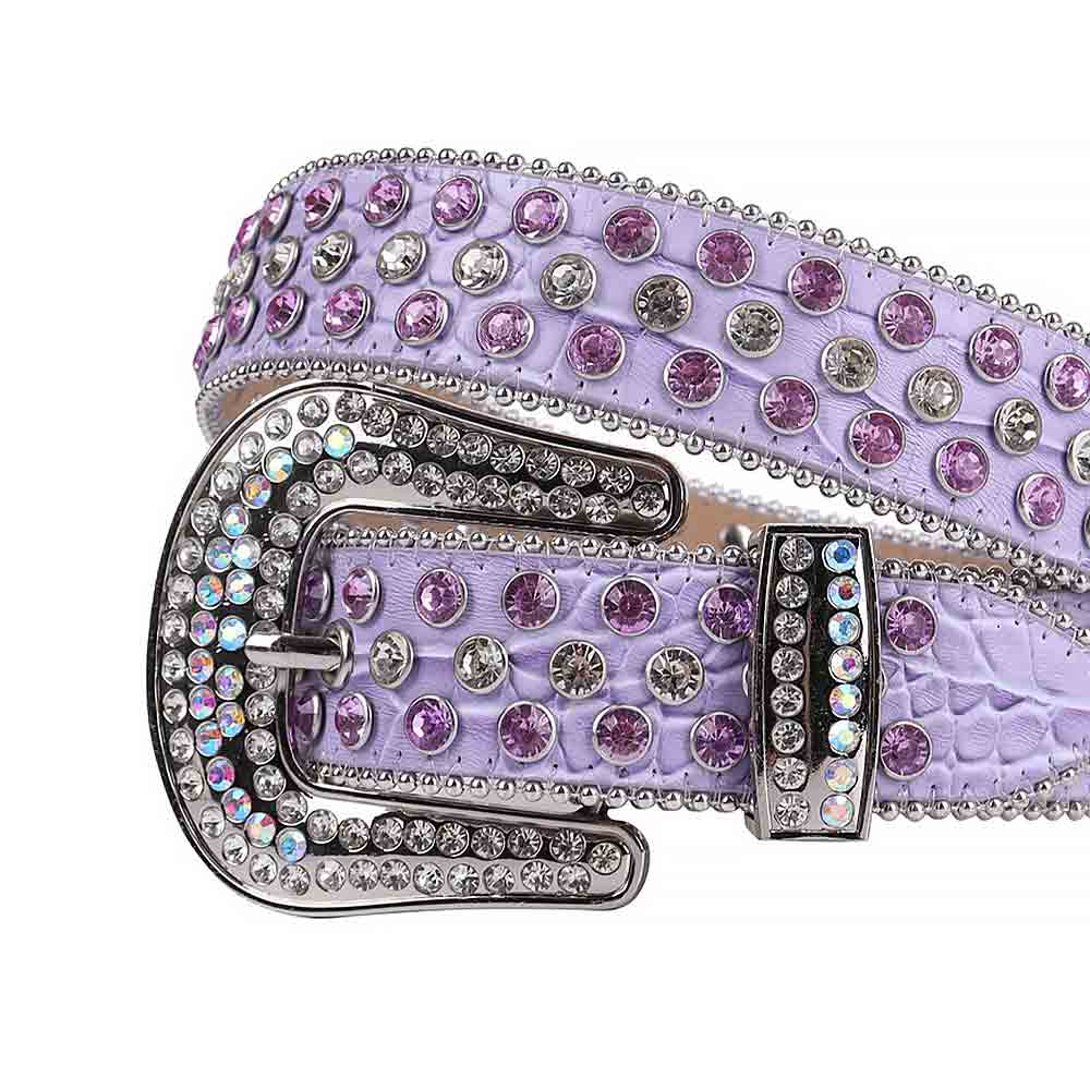 Purple Strap With White & Purple Studded Rhinestone Belt
