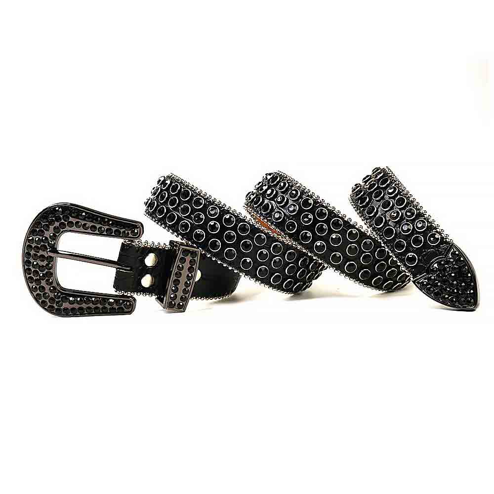 Real Black Rhinestone Belt