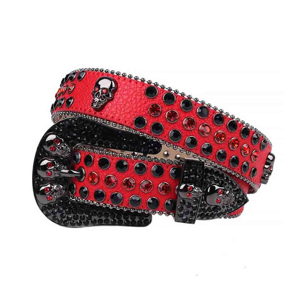 Designer Inspired Red Black Rhinestone Belt – BBJewelry