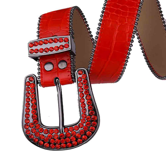 Red Strap With Red Studded Rhinestone Belt