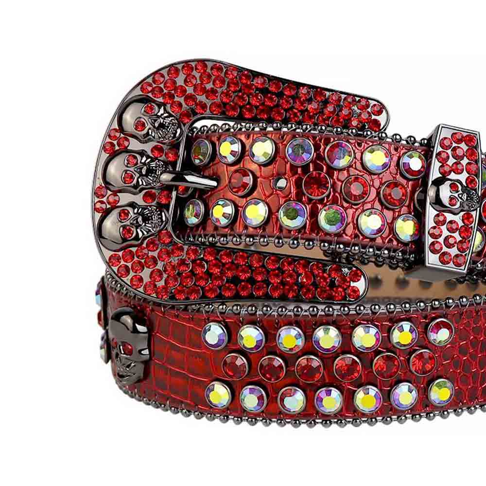 Red Strap With Red & Multi Color Studded Rhinestone Belt