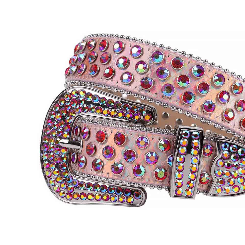 Rhinestone Pink Multicolor belt and Pink Yellow Blue Crystal Multicolor Diamonds with Silver Buckle Studded with Pink Yellow Blue Crystal Multicolor Diamonds Rhinestones