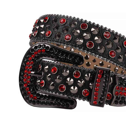 Rhinestone Black belt and Red Crystal Diamonds with Black Buckle Studded with Red & Black Crystal Diamonds Rhinestones