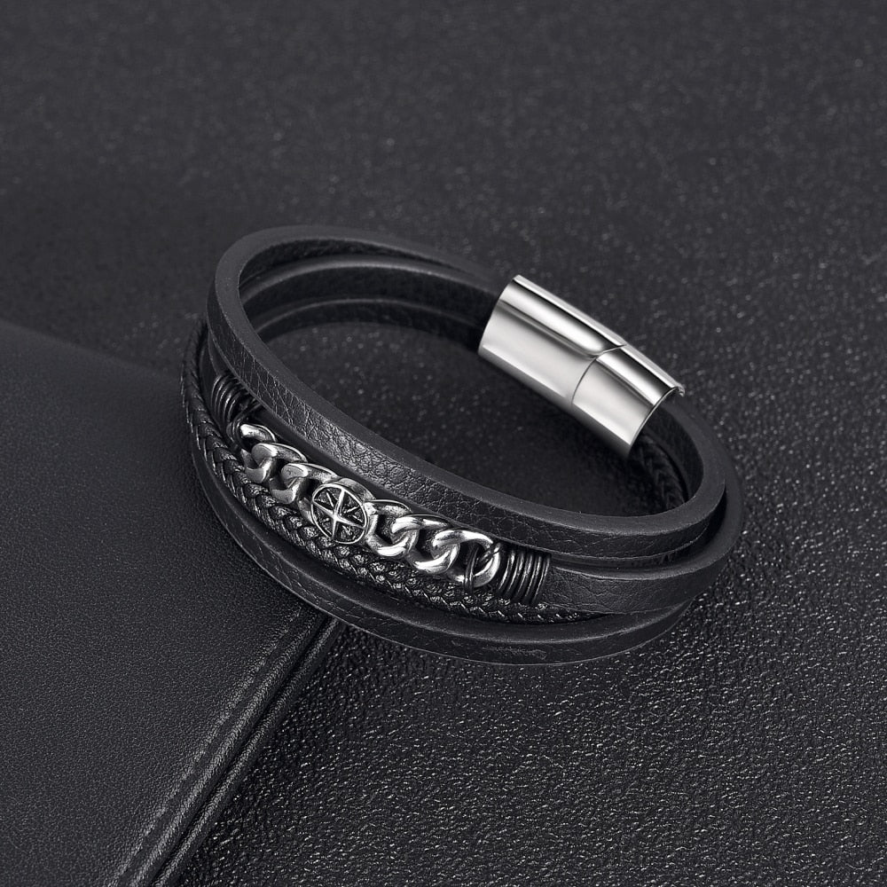 Cross Sign Stainless Steel Charming Punk Magnet Bracelet