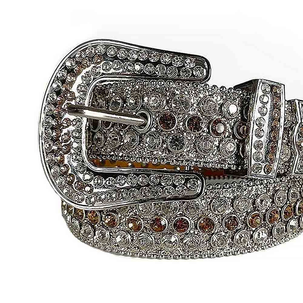Silver Strap With Brown Studded Rhinestone Belt